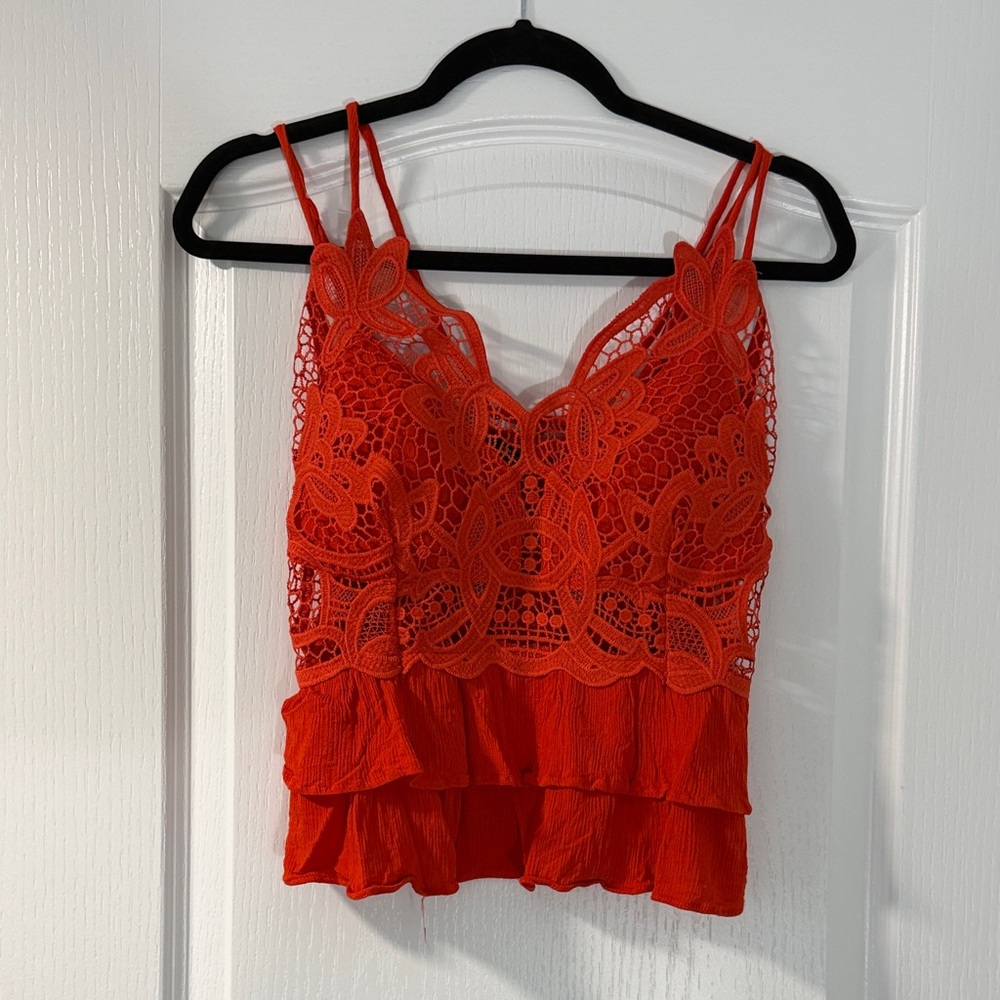 Moa Moa Vibrant Red Lace Camisole